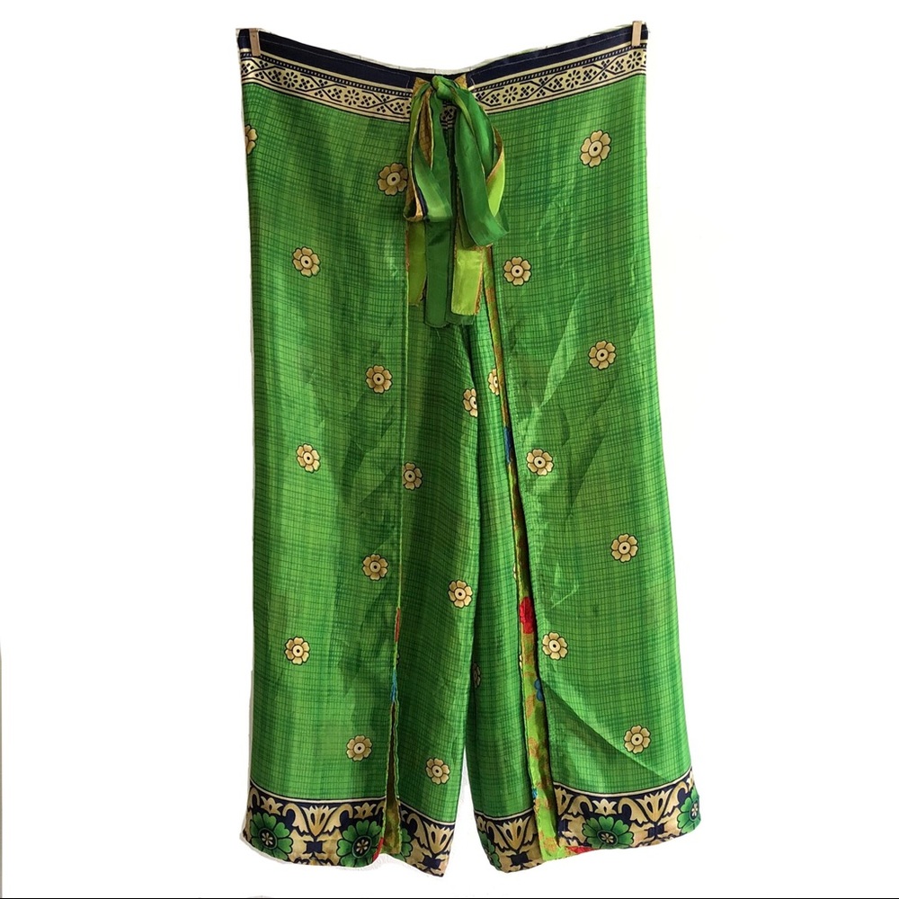 Wevez silk reversible wrap pants